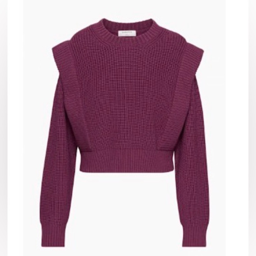 Babaton- Ribbed Knit 100% Merino Wool- Plum